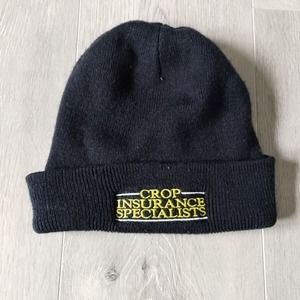 Crop Insurance Specialists Beanie Winter Hat Skull Ski Cap Black Yellow CIS